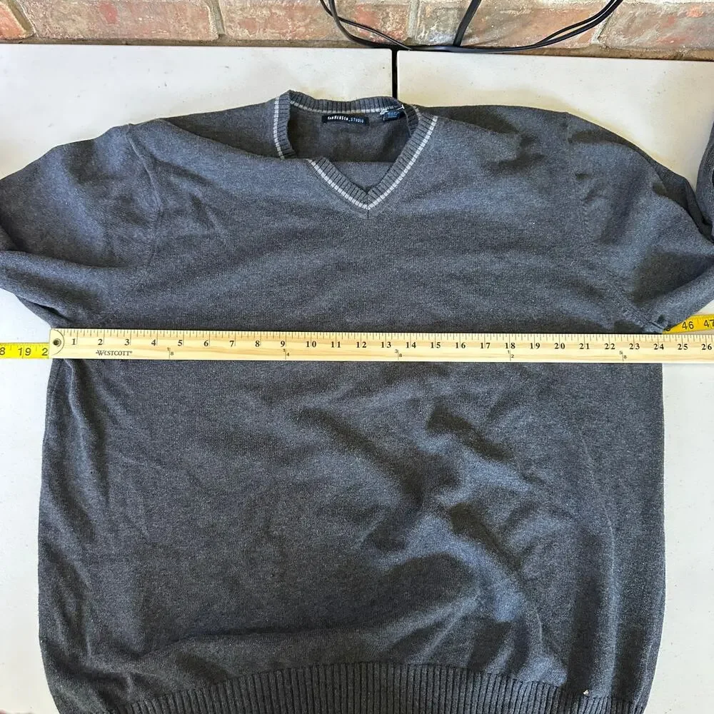 Van Heusen‎ Studio Men's Dark Grey V-neck Pullover Sweater Size XLarge - Picture 8 of 9